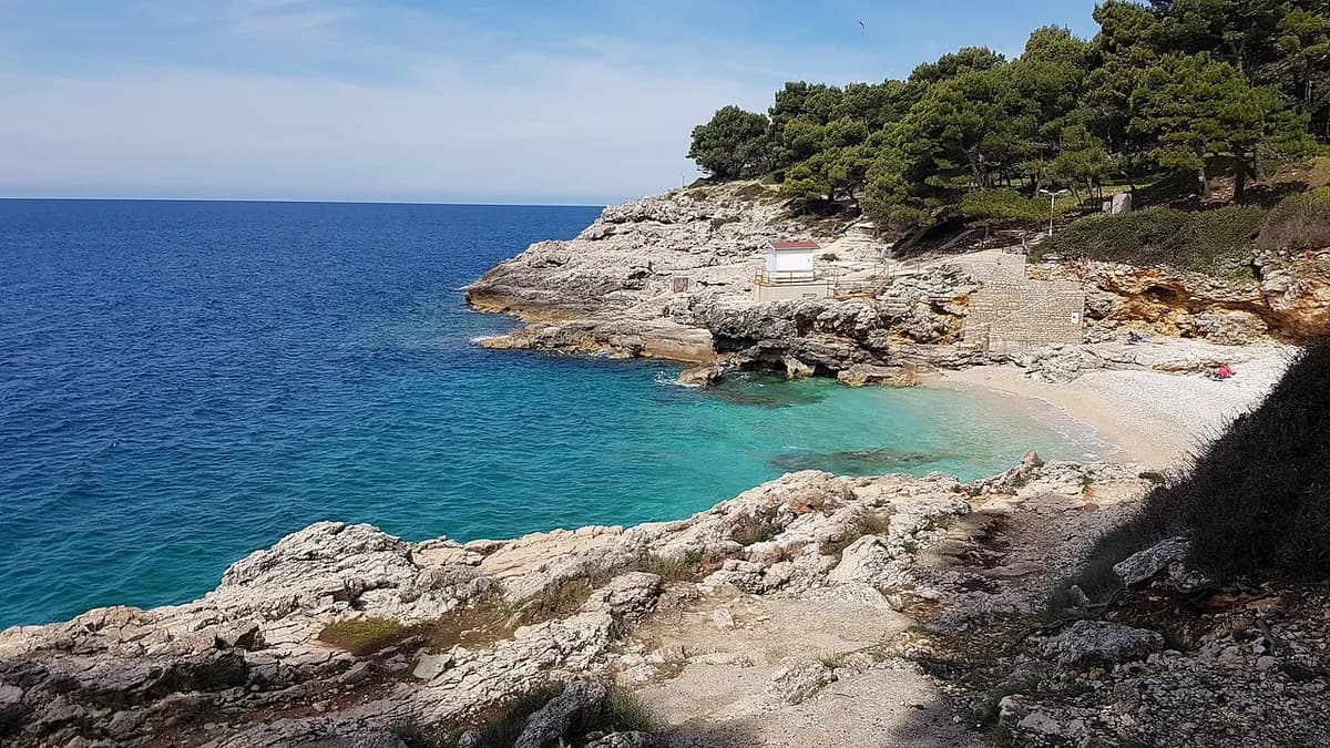 Rocky coastline at Verudela peninsula near Pula, Croatia