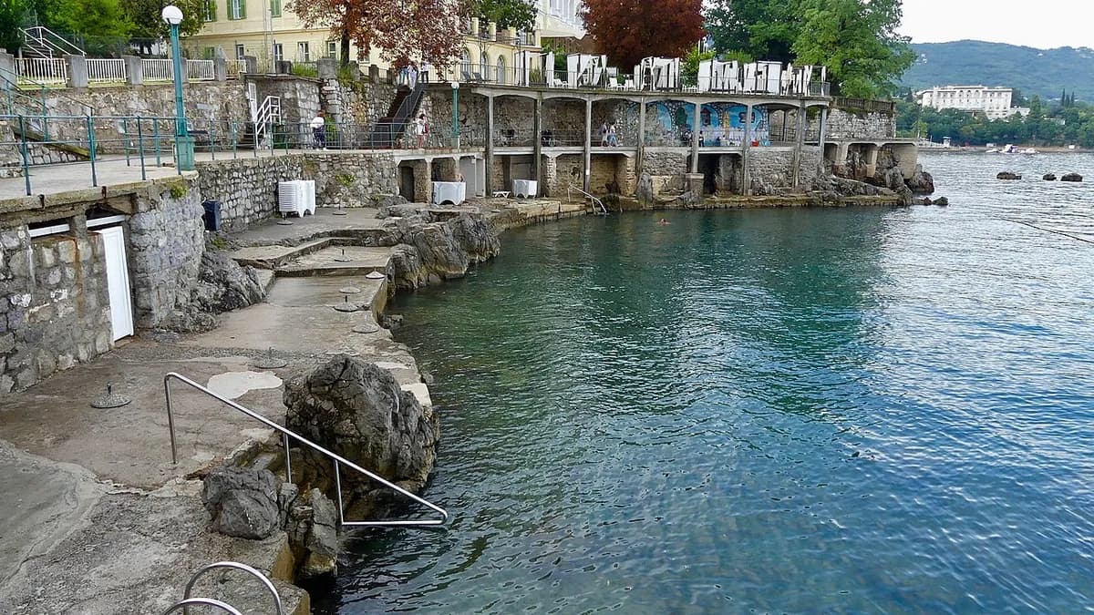 Lovran Lungomare coastal promenade along the Adriatic Sea, Croatia