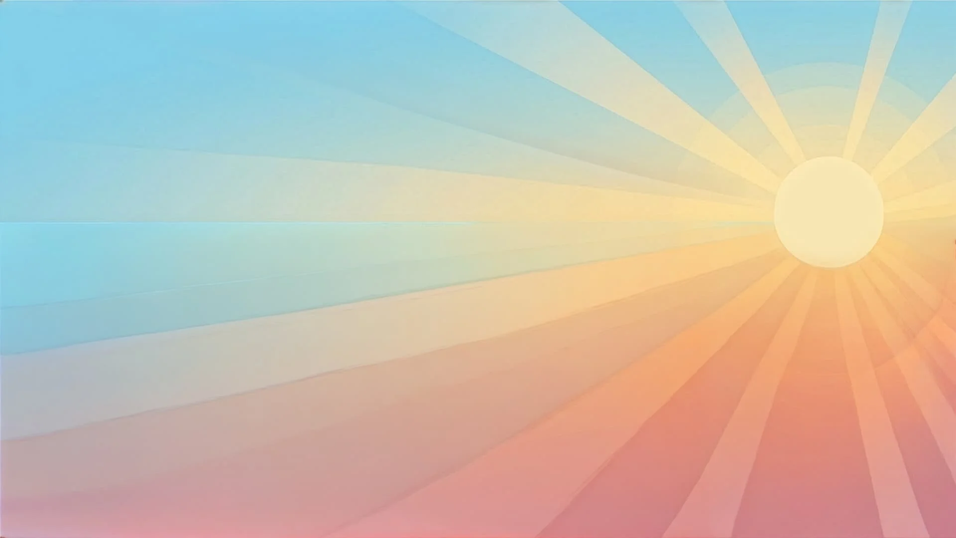 Sunset sky with warm sun rays over a beach